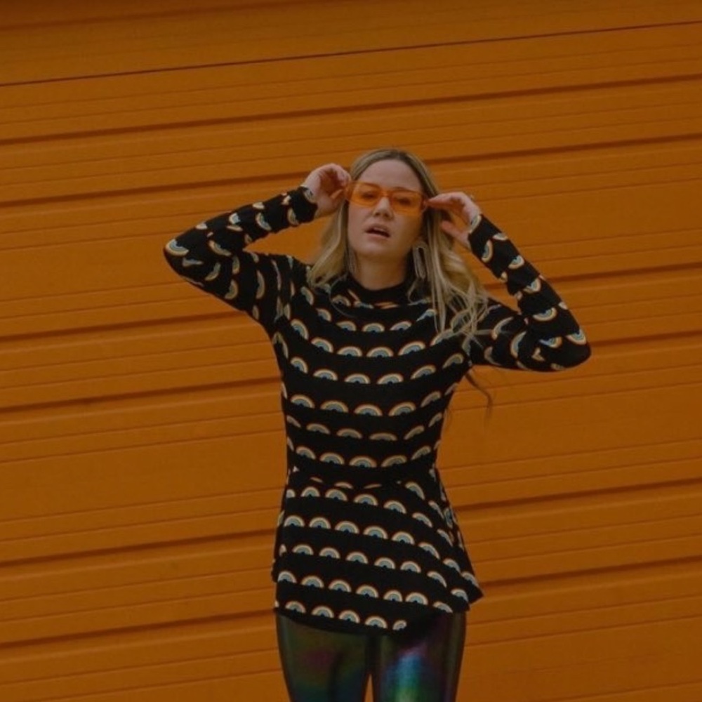 Rainbow long sleeve peplem top